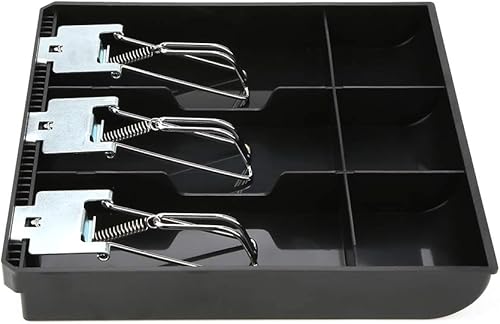 Miniatura 8 de Bandeja de inserción de caja registradora Tres cajas de reemplazo de cajón de efectivo con clip de metal negro blanco (negro)