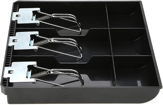 Starbun Cashier Box-Cash Drawer Register Insert Tray Replacement Cashier Three Box with Metal Clip(black)