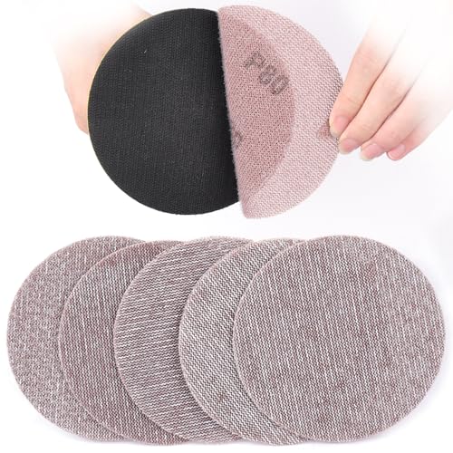 Sruhrak 125mm Mesh Sanding Discs, 50 PCS Net Sandpaper 80 Grit Hook and Loop Sanding Pads for Drywall Sander Efficient Dust Removal Random Orbital Sander Polishing