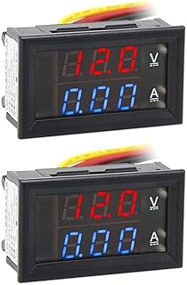 Aideepen 2 Pcs 0.28"Digital Voltmeter Ammeter DC 0-100V 10A, Volt Amp 2in1 Tester for 12V / 24V Multimeter Amperage Meter Volt Amp Gauge Panel