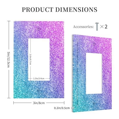 Decorative Outlet Covers Gillter Purple Pink Blue Gradient Sparkle 1 Gang Rocker Light Switch Cover Plate Single Decora Light Switch Covers Wall Plate Faceplate for Bedroom Home Decor