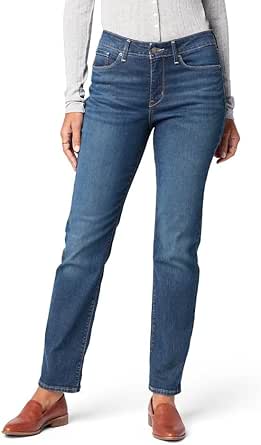 Levi Strauss Signature Gold Women's Totally Shaping Straight Jeans Mid Rise Stretch Denim Curvy