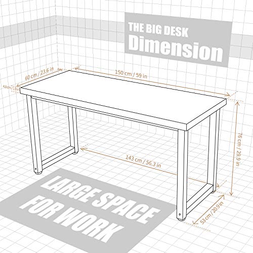 Topsky 59" Big Large Computer Office Desk 1.88" Thickness Desktop (Rustic Brown) #TOP5