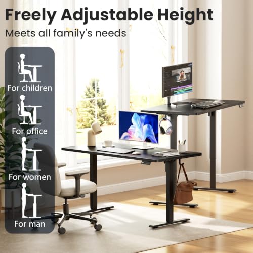 Image of 55x28 inch Electric Standing Desk, Adjustable Height Desk, Black