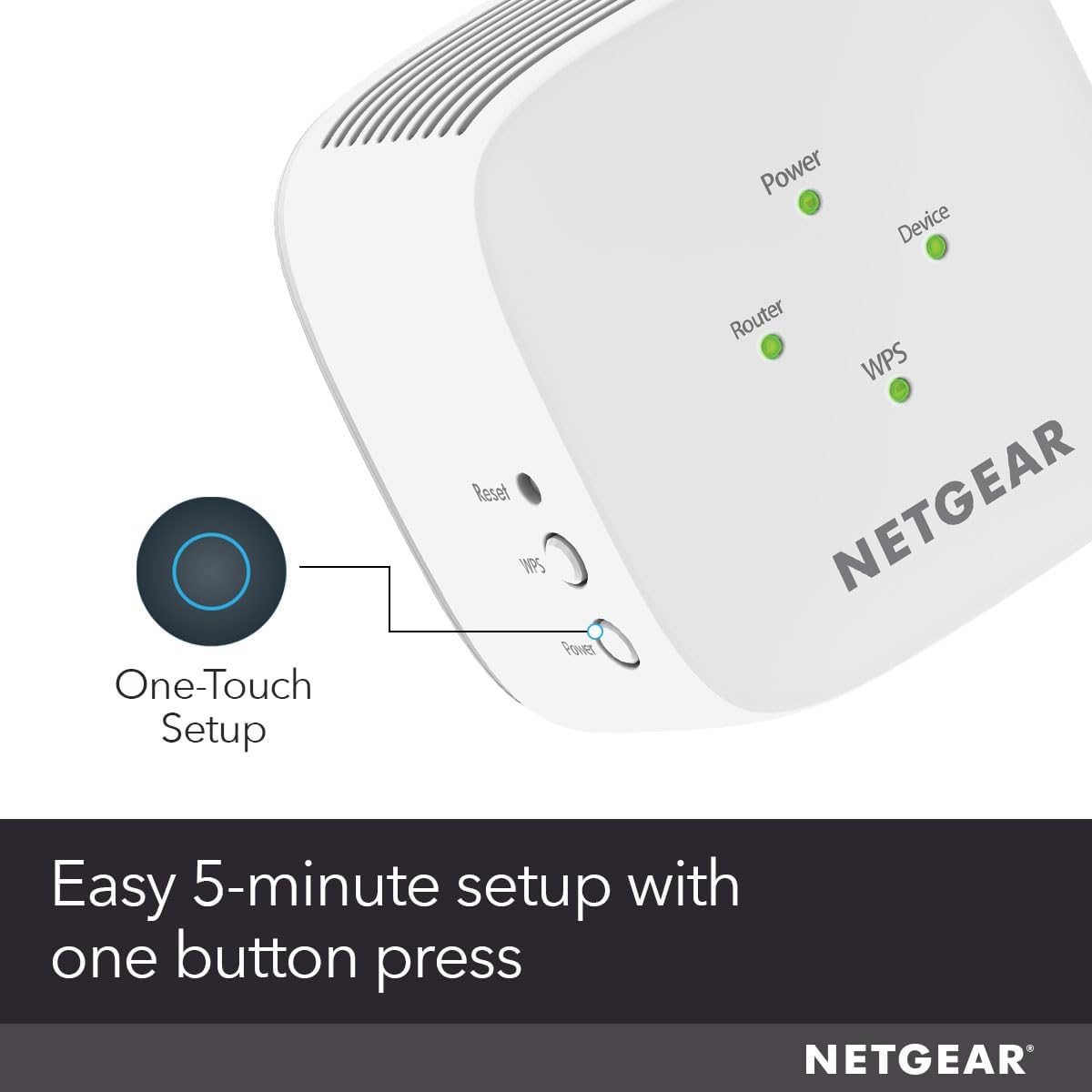 NETGEAR WiFi Extender Booster, Range Extender, WiFi Repeater - Boost Network Coverage  Increase WiFi Speed To 1.2 Gbps, Easy Setup, Compact Design, Ethernet Port (EX6110) White