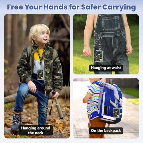 Kinderportmonee Jungen,Trifold Kindergeldbeutel Jungs mit Lanyard,Reißverschluss,Schlüsselanhänger und ID-Fenster,Canvas Geldbörse Kinder für Schule,Reisen und Geschenke（Schwarz）