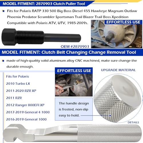 Image of 6PCS Clutch Puller Tool Kit For Polaris Models, Ranger, Sportsman, General, Scramblerm, RZR 1985-2024, OEM #2870506 PA-48595 2872085 2870903 PU-52422