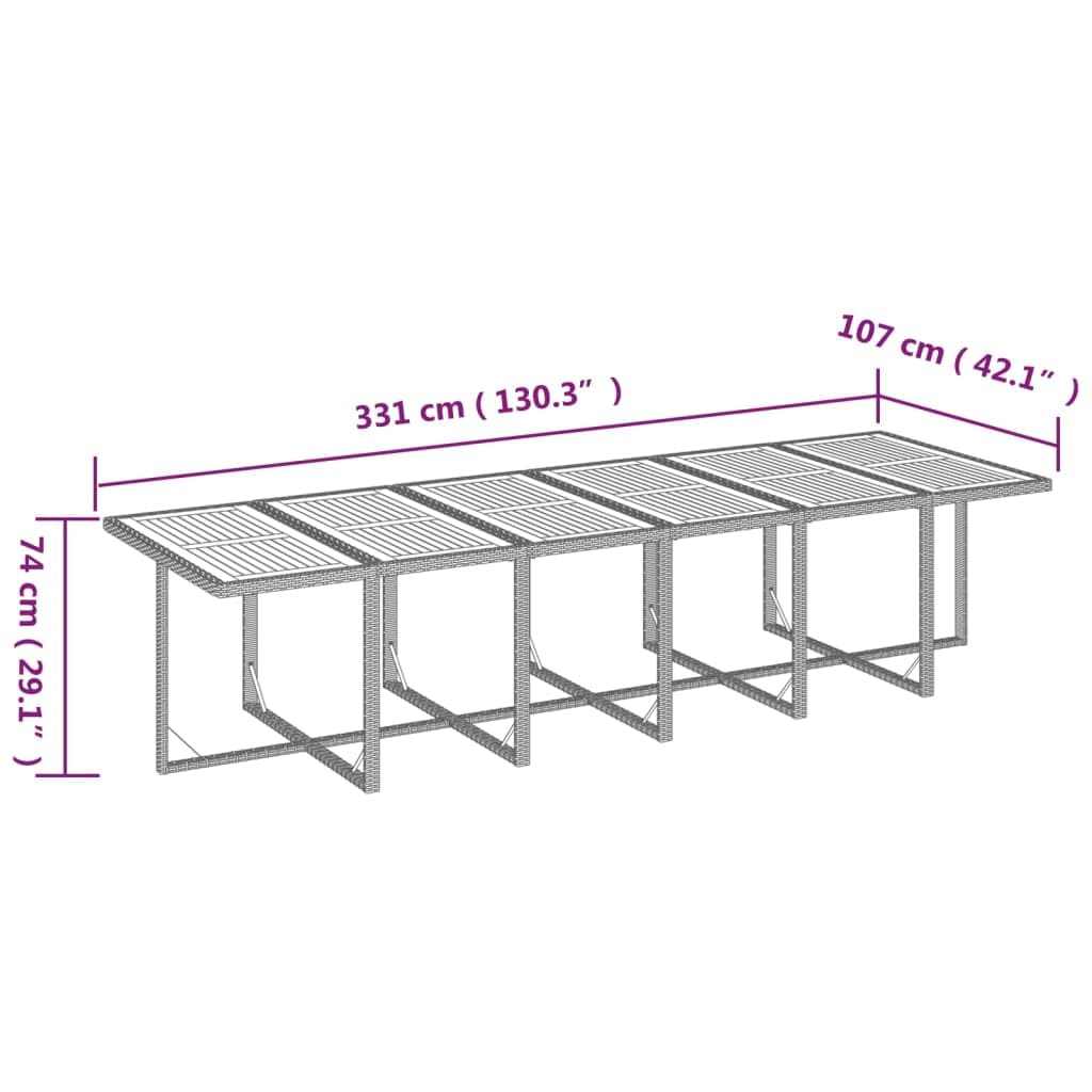 Conjunto de comedor de jardín con cojines de polirratán negro de 13 piezas para jardín, terraza, balcón, modelo sin reposapiés, 95626