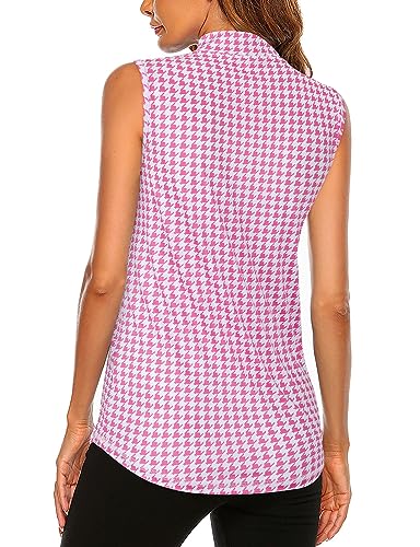 Image of Koscacy Women's Sleeveless Golf Tennis Polo Shirts Zip Up Dry Fit Workout Tank Tops Athletic Shirt