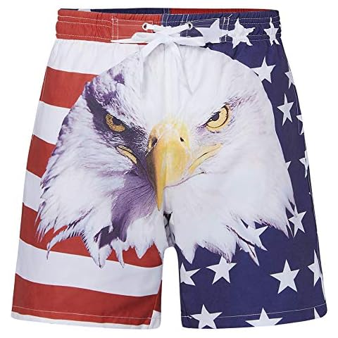 RAISEVERN Baby Boys Shorts Kids’Pants Beach Swim Trunks Drawstrings Striped Shorts Basic Printed Shorts Eagle 140 Cover