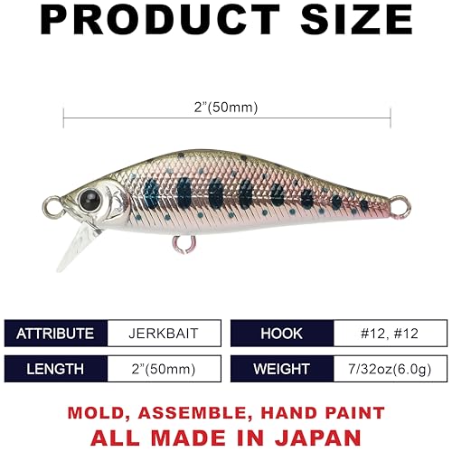 Image of LUCKY CRAFT Pointer 50SS, Super Sinking, Trout Fishing Lure, Jerkbait, Silent, Freshwater Fishing Gear, River Fishing Accessories, Lake Fishing Tackle, Rainbow, Brown, Brook
