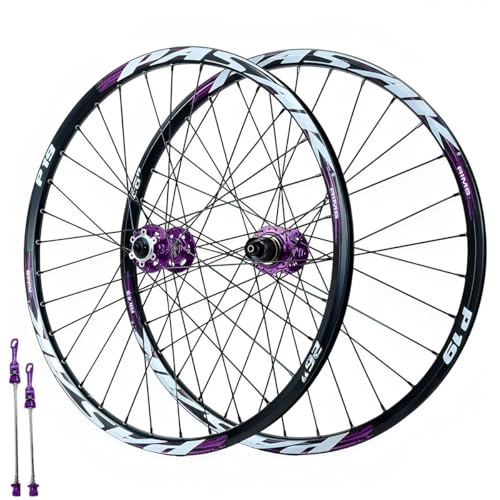 QUYCOIU Juego Ruedas Para Bicicleta Montaña 26/27,5/29'' Ruedas Bicicletas XC/AM Llanta Aleación Aluminio 32 Agujeros Freno De Disco Cierre Rápido 100/135Mm Cassette 7-12 Velocidades(Purple,29in)