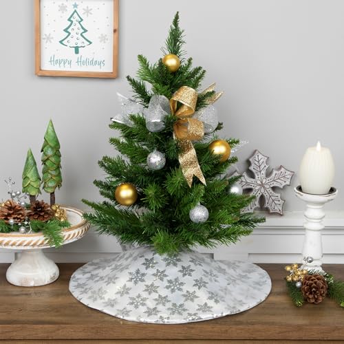 Sequin Snowflake Mini Christmas Tree Skirt - Silver - 20