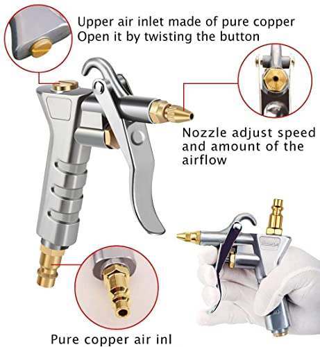 Air Blow Gun,Compressed Air Gun with Extension Nozzle with 1/4" BSP British & German High Pressure Pistol-Grip Connector Pneumatic Air Duster Cleaning Tool - Image 3