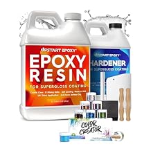 Upstart Clear Epoxy Resin DIY Kit 2 Gallons with Color Creator Chameleon Mica Powder Set UV-Resistant Tabletop & Casting Resin with 8 Color-Changing Pigments for Woodworking, Countertops & Art Proje