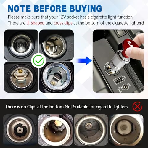 Image of Fire Missiles Button Car Cigarette Lighter Plug, Car Cigarette Lighter Replacement, Aluminum Alloy Push Button Lighter Plug, Standard 12V Fast Heating Power Socket for Auto