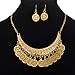 LARVOVUE Boho Coins Necklace Earrings Set Chunky Coin Tassel Ethnic Gypsy Statement Jewelry Set (Alloy)
