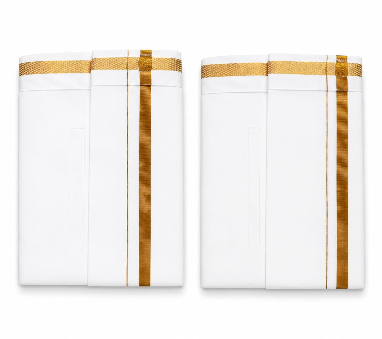 Men's Welcro Single Dhoti 2 Meters White 3/4" Golden Jari-picture-15