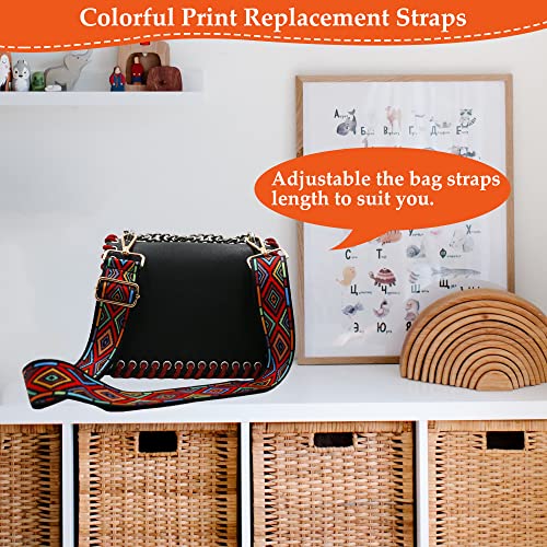 Schultergurt für Taschen Breit 3.8cm, Taschengurt Boho Verstellbar 74-134cm, Tragegurt Schulterriemen mit Karabiner für Schultertaschen Taschen Handtaschen (Bunt)