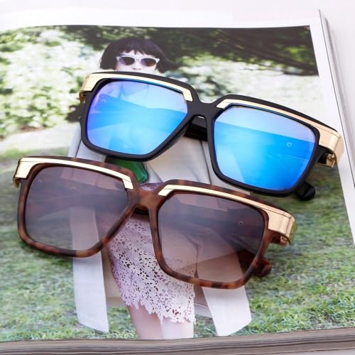 Lunettes de soleil imprimé léopard avec monture vintage mixte