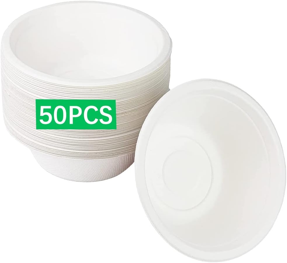 CYEER 150 Piatti Biodegradabili In Bagassa – 500 Ml, 15,5 Cm, Ecologici, Compostabili, Adatti A Microonde E Frigorifero