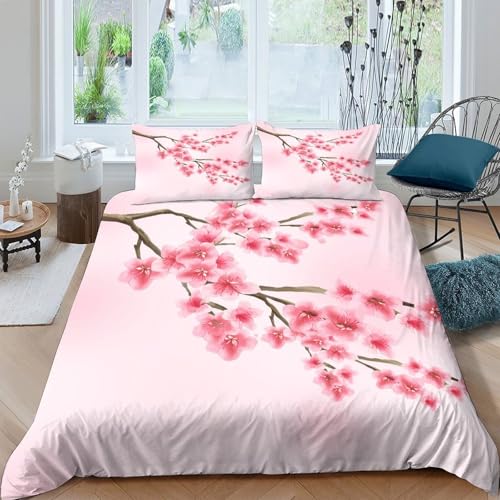 Parure de lit fleurs de cerisier premium lit king size avec fermeture éclair - 4