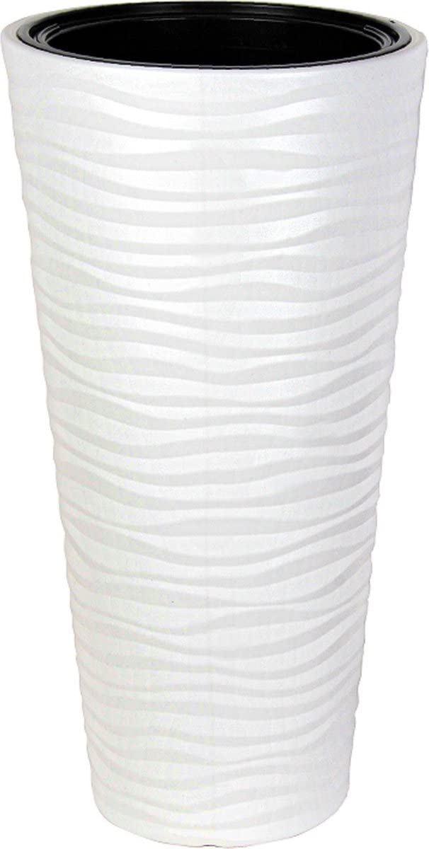 Vase longue L en blanc de 80 cm, pot de fleurs pour l'intérieur et l'extérieur