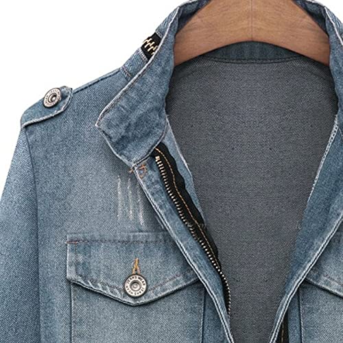 Womens' Outerwear Jackets & Coats, Womens Lined Jacket Plus Size Rain Jacket Women's Fashion Casual Coat Long Sleeve Pocket Button Denim Jacket Coat Zipper Jackets Plus Size Green (Blue,X-Large) #TOP3