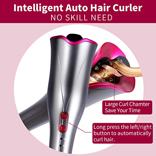 Automatic Hair Curler Curling Iron - 4 Temps & 3 Timer Settings, Curling Iron With Dual Voltage,1" Large Rotating Barrel, Auto Shut-Off Fast Heating Spin Iron For Women With Long Hair (Purple) #TOP1