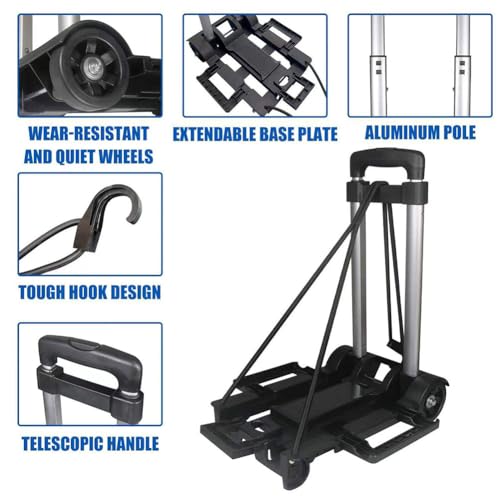 Carretilla plegable de mano con cuatro ruedas resistente miniatura 4