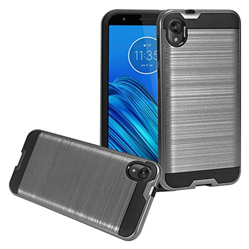 for Motorola Moto E6 XT2005 (2019), Moto E 6th Gen. - Brushed Style Hybrid Phone Case - CS3 Gray