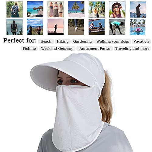 Womens Summer Baseball Hat With Removable Flap Outdoor Wide Brim Uv Protection Ice Cooling Hat Foldable Ponytail Mesh Sun Cap Light Pink #TOP5