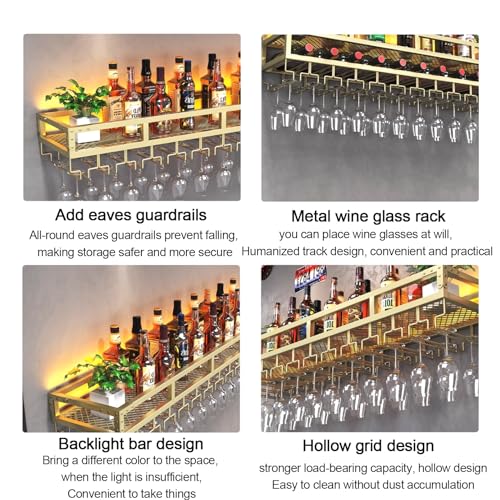 Étagère à vin murale lumineuse, présentoir suspendu et range-bouteilles