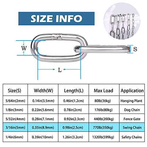 hannger 304 Stainless Steel Chain, 5MM × 2M Strong Heavy Duty Chain Link Chain - Image 2