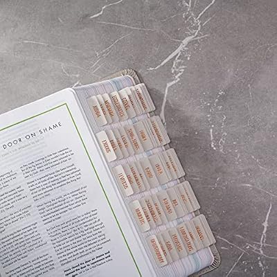 DiverseBee Laminated Bible Tabs (Copper Embossed Lettering), Bible Journaling Supplies, Bible Book Tabs, Christian Gift, 73 Bible Tabs for Women and Men, Includes 4 Blank Tabs (Alabaster)