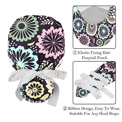 Chapeaux bouffants fleuris et ajustables pour casquettes professionnelles