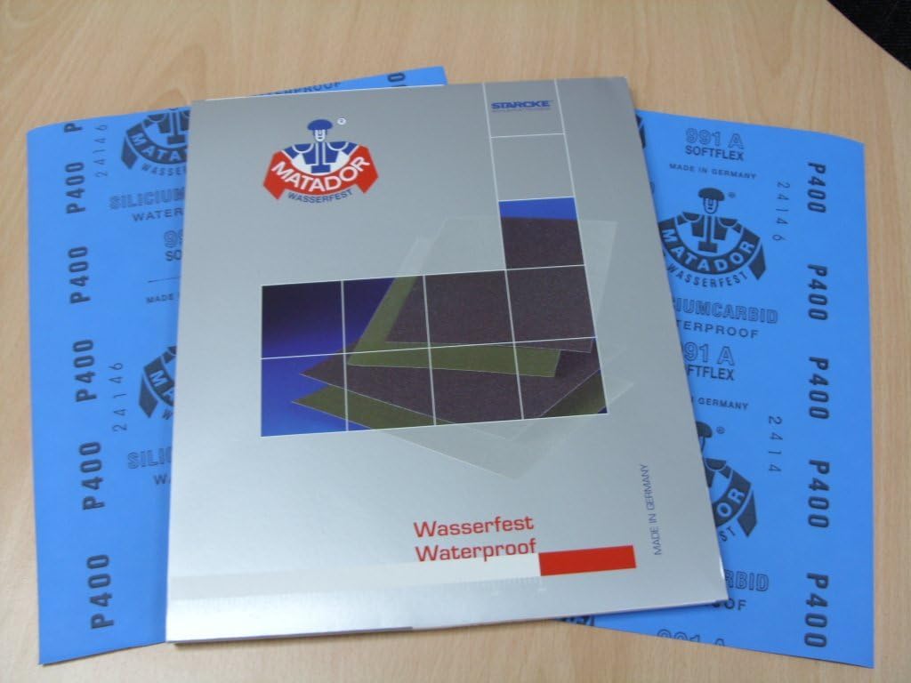 Starcke Matador Wet and dry sandpaper. A Weight 1 pack of 10 sheets 400 Grit