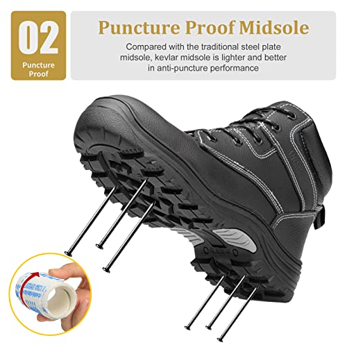 Image of ANGRYRAM Steel Toe Boots for Men Work Boots Slip Resistant Safety Shoes Indestructible Industrial Construction Working Boots Waterproof