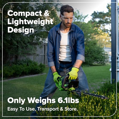Image of Greenworks 24V 24 in Cordless Hedge Trimmer, 2.0 Ah Battery and Charger