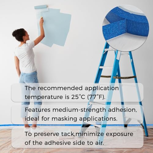 Image of SWRT Blue Painter's Tape, 1 Inch x 20 Yards, 4 Rolls, Clean Removal | Crisp Paint Lines; Fast, Clean Masking; Reliable Hold; Easy Hand Tear; Walls, Trim & Glass; Painting & Crafts