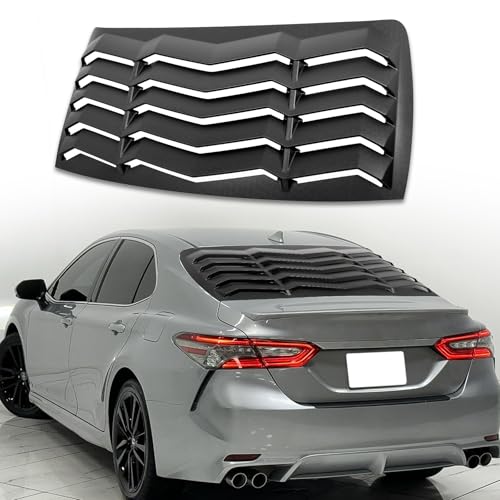 V-SEK Rear Window Louver Compatible with Toyota Camry 2018 2019 2020 2021 Windshield Sun Shade Cover in GT Lambo Style ABS Matte Black