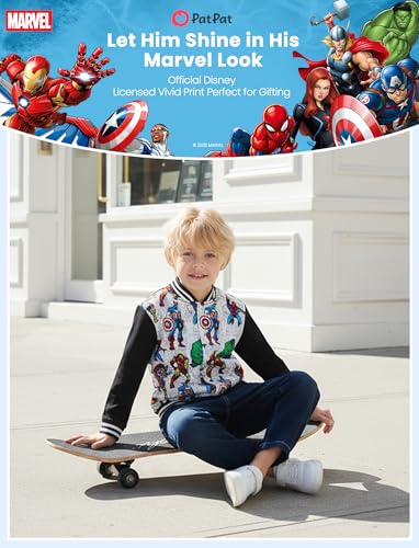 Image of Disney Marvel Bomber Jacket Spider Man Toy Story Cars Varsity Cardigan2-13Y | Officially Licensed Snap Button Coat,Fall Star Wars Graphic Cloth Top,Hulk Venom Stitch Mickey Lightning Mcqueen Kids Apparel