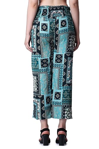 Image of POPWINGS Casual Boho Printed Side Wide Leg Trousers for Women || Summer Wear Comfortable Pull-On Women Trousers || Western Loose-Fit Trousers || Stylish Women Casual Trousers