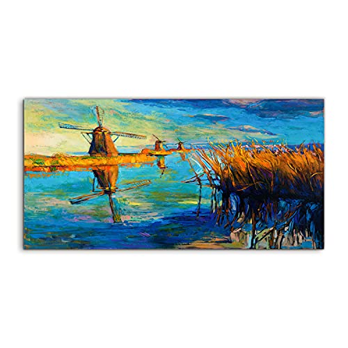 Tableau acryl haut de gamme au design artistique panoramique herbes d'eau 120x60cm