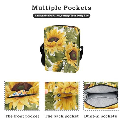Crossbody Bag Sunflower Messenger Bag for Women Men Purse Shoulder Bag Satchel Bag with Adjustable Strap 214B32962