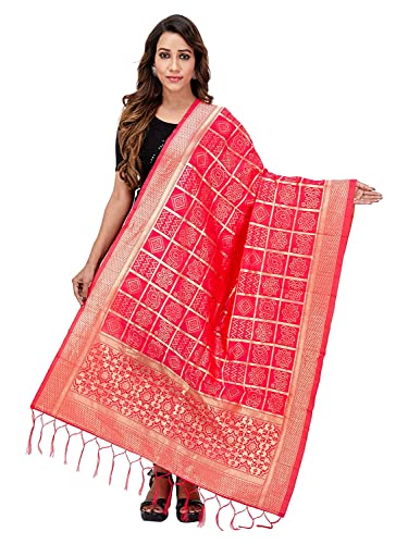 Dupatta en soie Banarasi rouge pour compléter un costume lehenga de fête