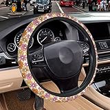 Smoaffly Steering Wheel Cover Retro Cute Orange Daisies, Sunflowers，Universal 15 Inch Suitable For