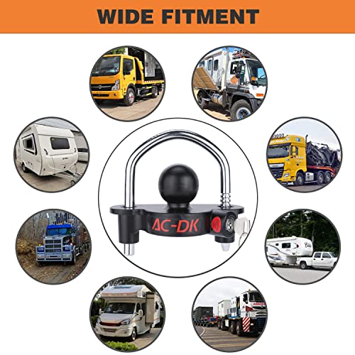 Ac-Dk Trailer Hitch Coupler Lock Fits 1-7/8", 2", And 2-5/16" Couplers, Heavy Duty Steel Trailer Locks Ball Hitch With 3 Keys Alike Trailer Hitch Locks For Rv Travel Boat Camper Trailer #TOP5
