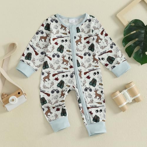 Baby Boy Hunting Clothes Mallard Duck Onesie Deer Romper Long Sleeve Zip Up Jumpsuit One Piece Duck Fall Outfit4
