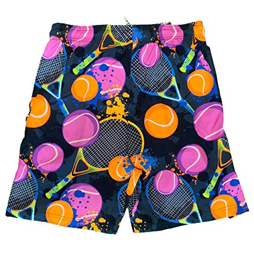 Flow Society Boys Tennis Flow Print Short Charcoal/Neon2